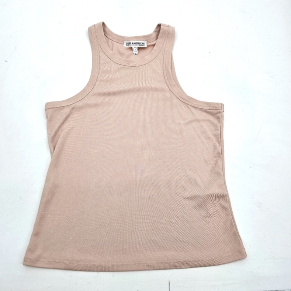 Good American Blush Pink Crewneck Micro Ribbed Knit Crop Tank Wome's Size "2" - Picture 1 of 6